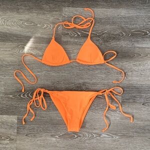 Women's Orange Triangle Tie Bikini - Classic Two-Piece Swim